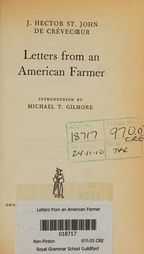 Letters from an American Farmer — J. Hector St. John de Crèvecoeur